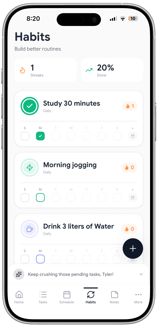 Habit Tracker screen