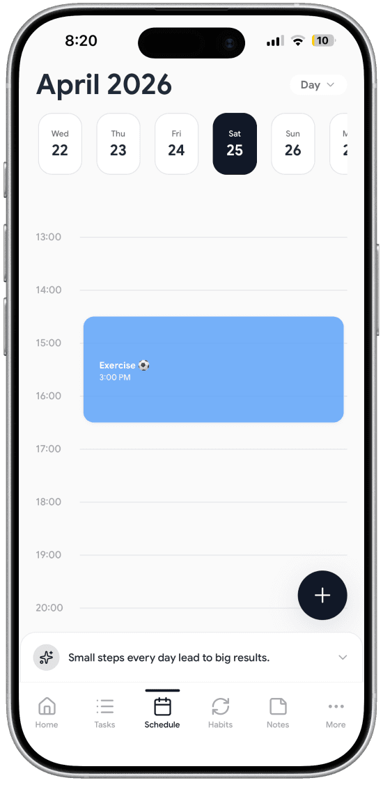 Unified Schedule screen